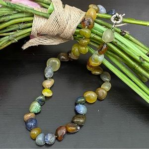 Vintage Green/Multi Semi-Precious Stone Gemstone Beaded Necklace